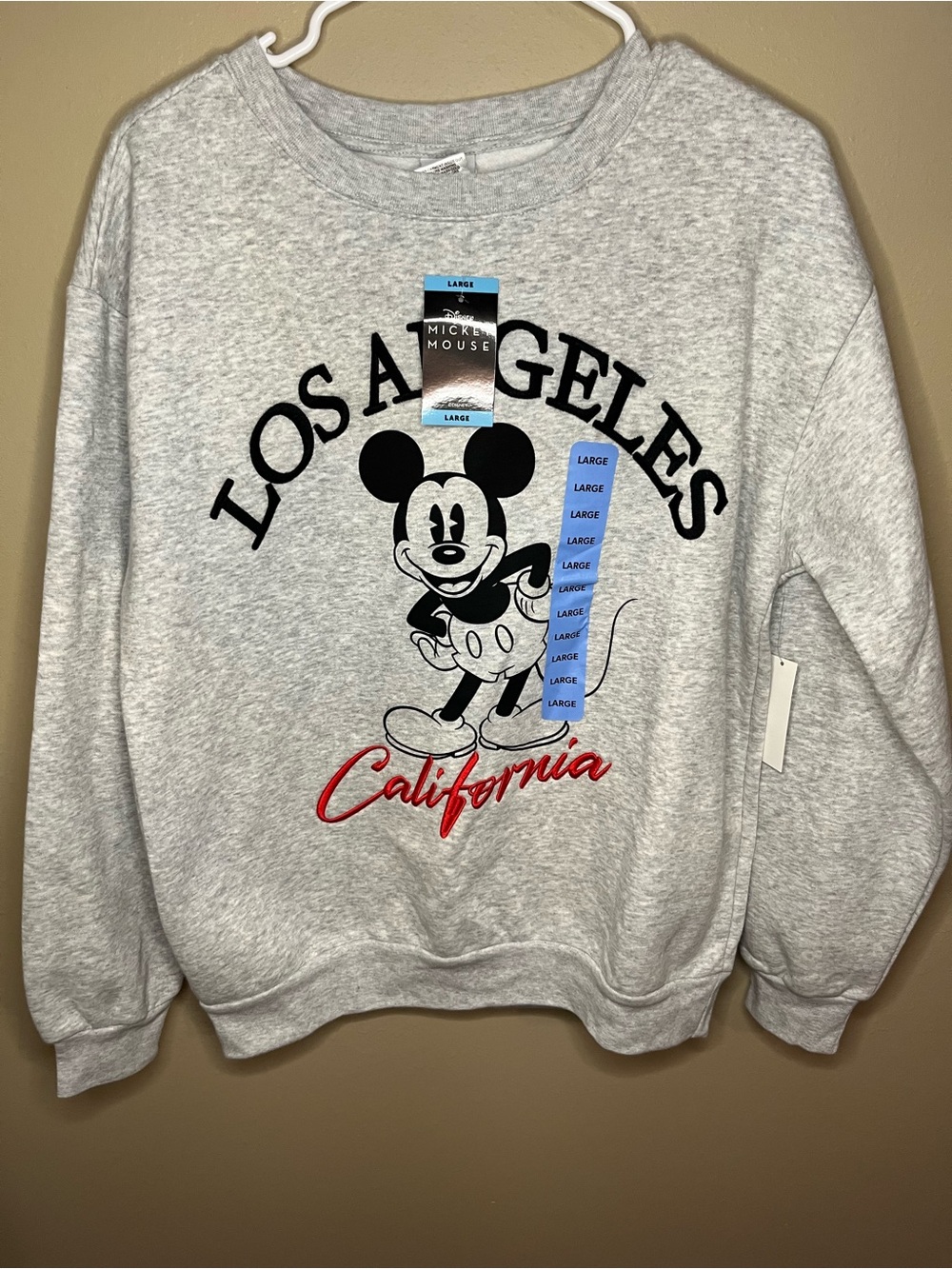 Disney Gray Crewneck Sweatshirt with Mickey and Red California Script